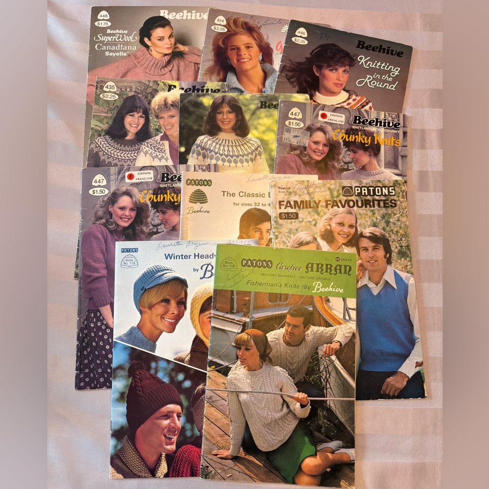 Vintage Beehive & Patons Knitting Patterns Collection - Multicolor Covers